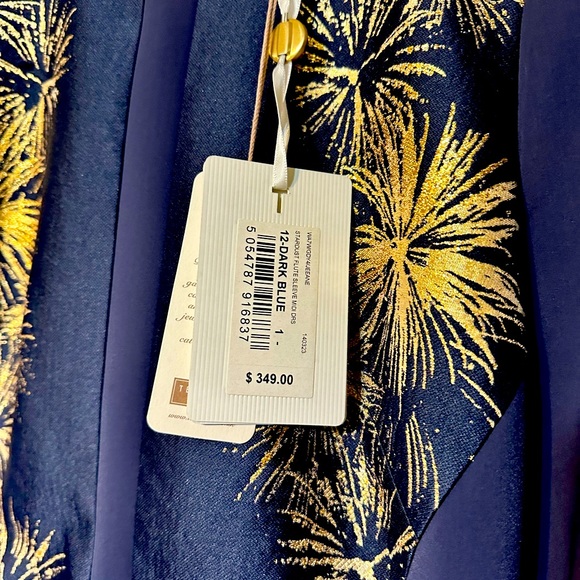 Ted Baker Stardust Flute Sleeve Midi Navy Dress - Size 1 NEVER WORN - Picture 1 of 3